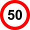 Fifty speed limit sign