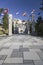 Fifty State flags lining the walkway to Grand Terrace