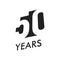 Fifty years vector emblem template. Anniversary symbol, negative space design. Jubilee black color icon. Happy 50th