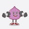 Fig Fruit cartoon mascot character on fitness exercise trying barbells