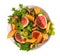 Fig and melon salad with mizuna isolated