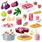 Fig vector figured fruit and fresh fruity juice or natural jam for sweet dessert illustration set of freshness food and