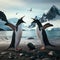 A fight breaks out between two Antarctic penguins