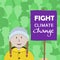 Fight climate change greeting card of girl protest