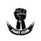 Fight club vector logo or label with grunge black man fist isolated on white background. MMA Mixed martial arts concept