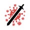Fight Covid-19, sword, protection, immune vector logo symbol.