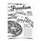 Fight For Freedom Broken Chain On Poster Vector