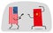 Fight between funny flags of USA and China