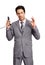 Fight, telephone and serious business man isolated on a transparent png background. Landline, conversation and male