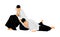 Fight between two aikido fighters symbol illustration. Sparring on training action. Self defense, defence