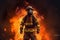 fighter fire fireman firefighter safety emergency rescue smoke equipment uniform. Generative AI.