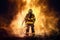 fighter fireman firefighter rescue safety uniform fire equipment emergency smoke. Generative AI.