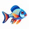 Fighter fish blue colour piranha illustration carp illustration guppy full white red light aquarium grill