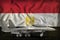 Fighter, interceptor on the Egypt state flag background. 3d Illustration