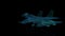 Fighter jet in flight from abstract xray. Rotating seamless loop. Digital technology visualization of 3d. Looping motion