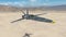 Fighter Jet, futuristic military aircraft flying over a desert with mountains in the background, close up, 3D render