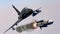 A fighter jet launches a missile 3d rendering