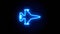 Fighter Jet neon sign appear in center and disappear after some time. Loop animation of blue neon symbol