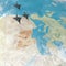 Fighter jets flying over Libya, 3d map of North Africa and Europe