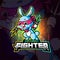 The fighter rabbit with the trident esport logo design