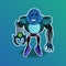 Fighter robot game character design with laser and claws in hand for children`s toys and mascot