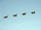 Fighters of the Air Force of Russia MIG-29 SMT during the parade fly in the sky over Red Square