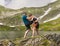 Fighters sparring on the mountain