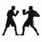 Fighting boxers black icon on white background. Fighting boxers silhouette