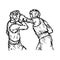 Fighting boxers with boxing head guard - vector illustration