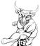 Fighting bull character sports mascot