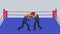 Fighting each other in boxing ring. Businessman battle wearing boxing gloves. Business competition concept. Flat Loop animation.