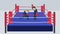 Fighting each other in boxing ring. Businessman battle wearing boxing gloves. Business competition concept. Flat Loop animation.