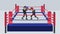 Fighting each other in boxing ring. Businessman battle wearing boxing gloves. Business competition concept. Flat Loop animation.