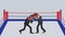 Fighting each other in boxing ring. Businessman battle wearing boxing gloves. Business competition concept. Flat Loop animation.