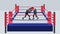 Fighting each other in boxing ring. Businessman battle wearing boxing gloves. Business competition concept. Flat Loop animation.