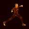 Fighting Man. 3D Model of Man. Human Body Model. Body Scanning. View of Human Body. Vector Graphics Composed of Particles