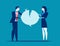 Fighting over speech bubble. The quarrel between employees. Concept business vector illustration