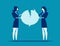 Fighting over speech bubble. The quarrel between employees. Concept business vector illustration