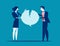 Fighting over speech bubble. The quarrel between employees. Concept business vector illustration