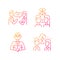 Fighting in relationship gradient linear vector icons set