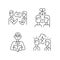 Fighting in relationship linear icons set