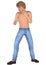 Fighting Shirtless Teen in Jeans 3D Render