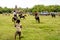 Fighting with spears from palm leaves, Pasola Festival, Kodi, Sumba Island, Nusa Tenggara