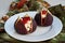 Figs stuffed with goat cheese topped with jelly