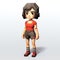 Figuratively Textured Anime Girl In Pixel Art - 3d Image