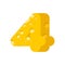 Figure 4 cheese font. numeral four of cheesy alphabet. Dairy Foo