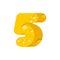 Figure 5 cheese font. numeral five of cheesy alphabet. Dairy Foo