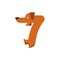 Figure 7 dog. Dachshund font seven. Home pet ABC symbol. Home an