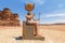 Figure of ancient Egyptian God at the entrance to Timna National park, Israel, Negev desert