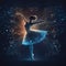 figure of a ballerina among the starry sky, AI generated